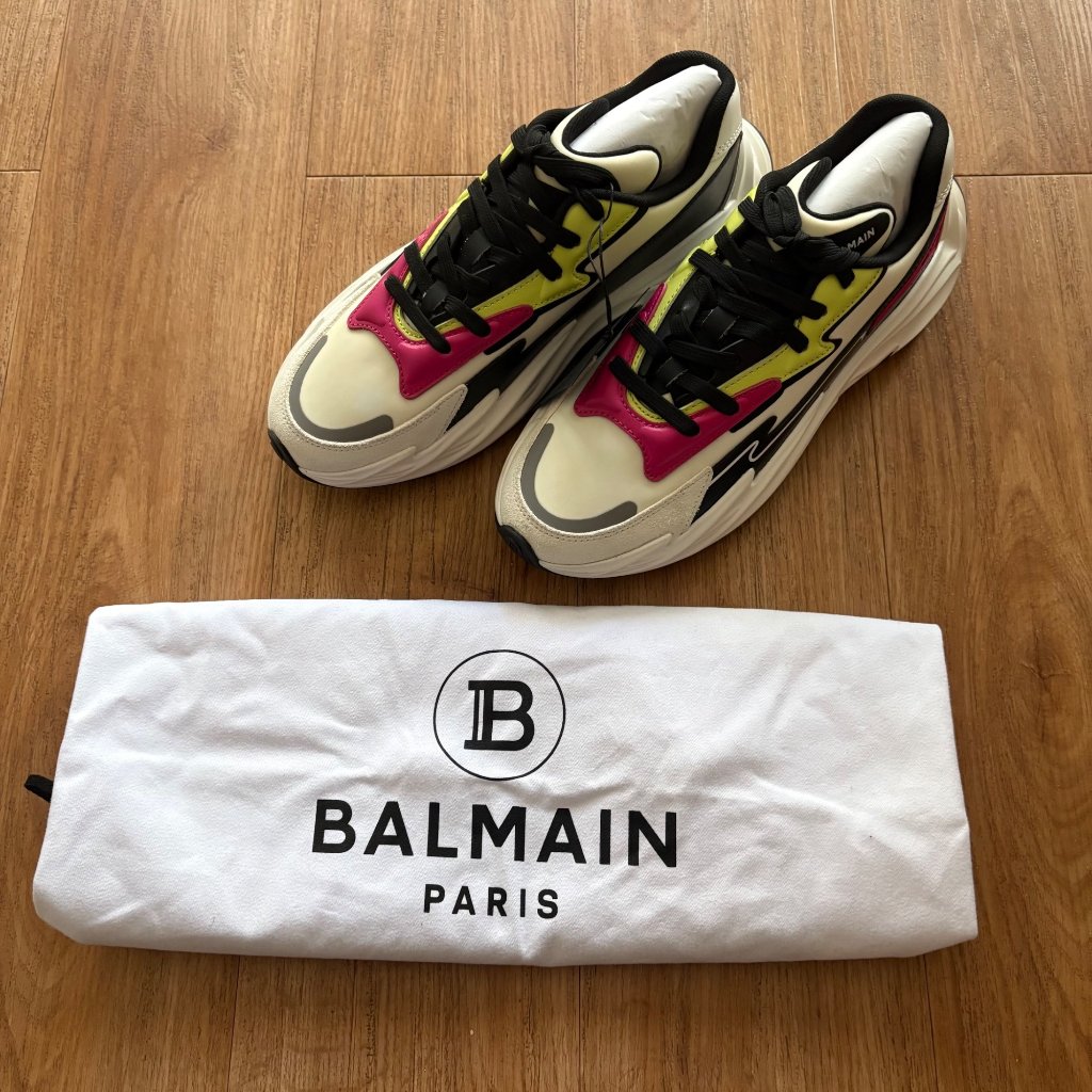 Balmain Run Low Top Lace Up Sneaker White Multi Nwot Women’s Size 10